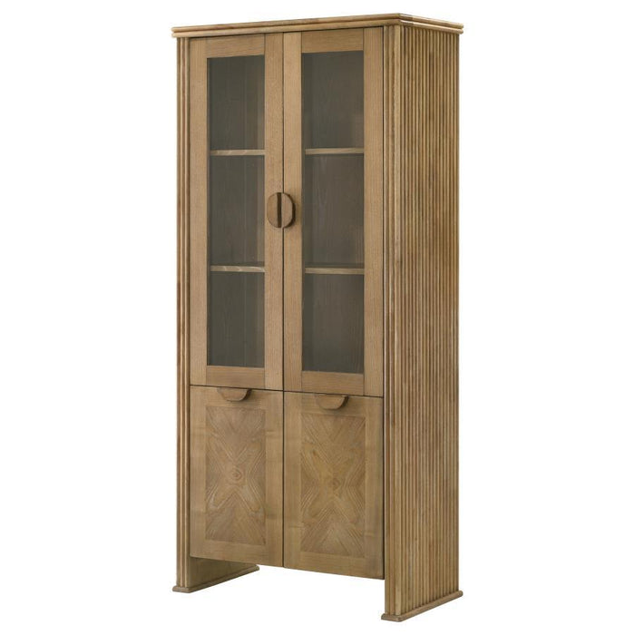 Adina - Tall Display Cabinet - Distressed Light Brown