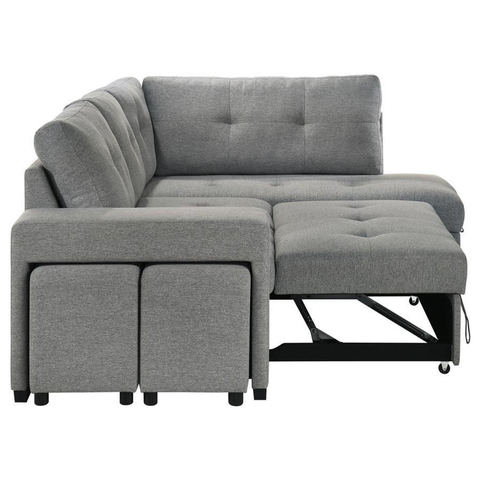 Roanne - Fabric Upholstered Sleeper Sectional Sofa - Gray
