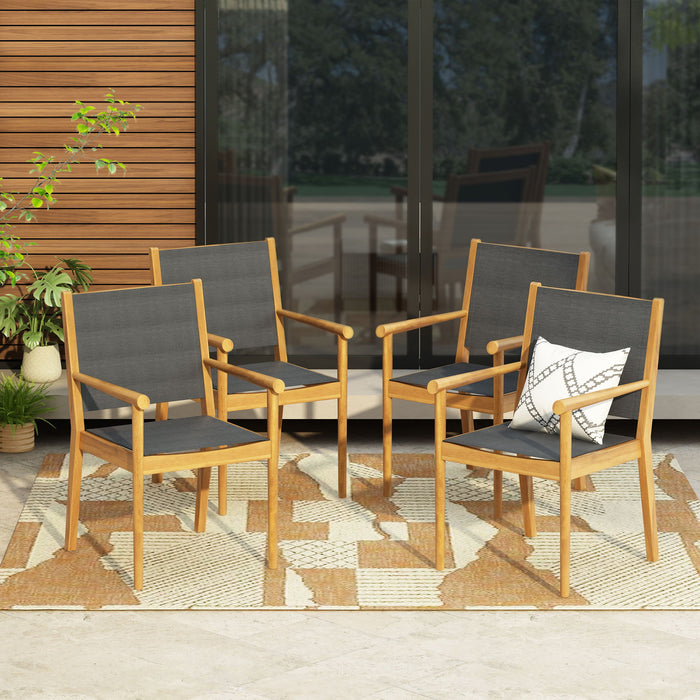 Cordoba - Dining Chair Set With Acacia Wood Frame And Textilen Upholstery (Set of 2) - Teak