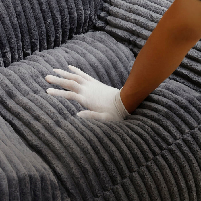 Giant Plush Bean Bag Chair With Armrests And Footstool