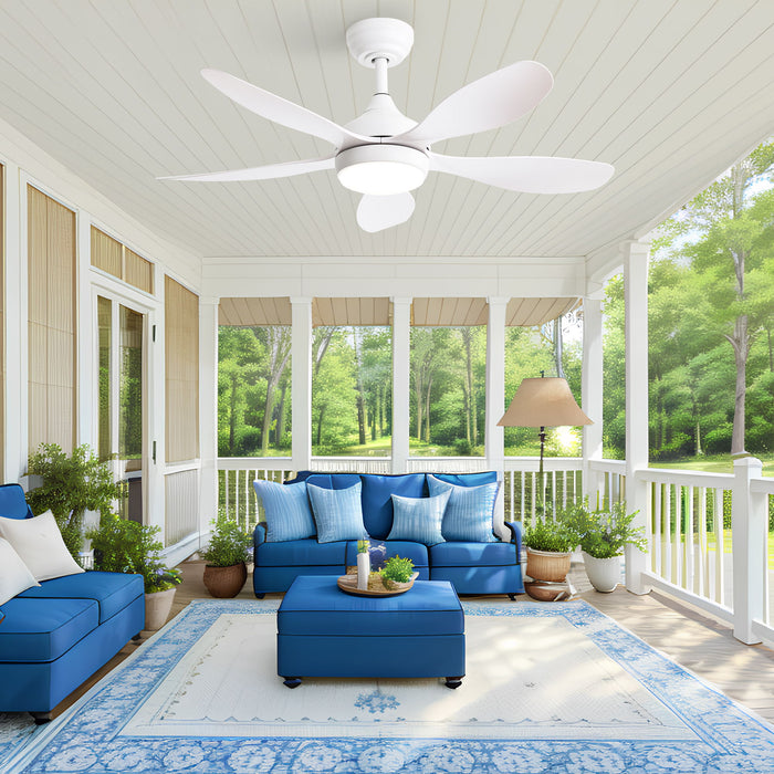 42" Ceiling Fan With Remote Control, DC Reversible Motor, 6 Speeds, 3Cct LED Light - White