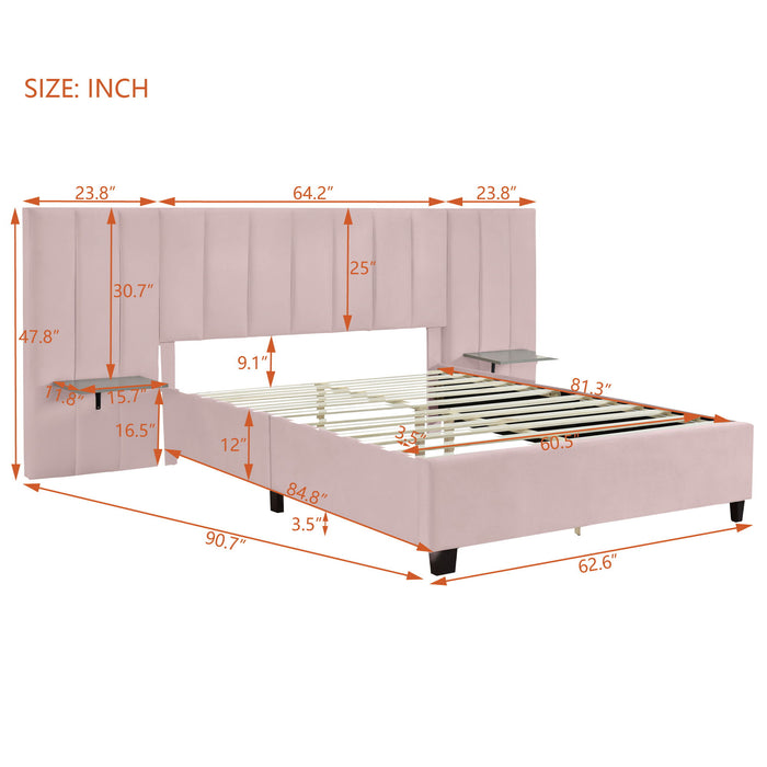 Upholstered Platform Bed With Big Headboard