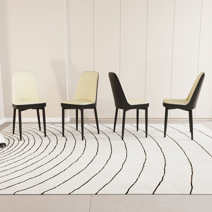 Modern Dining Chair With Cushions And Metal Legs