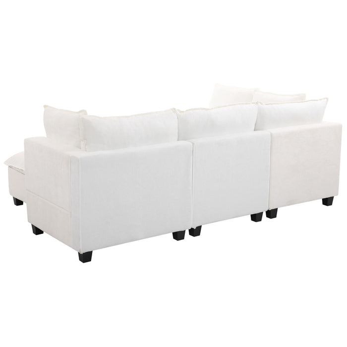 U-Shaped Sectional Modular Sofa With A Movable Ottoman, A Coffee Table With Hidden Charging Devices For Living Room