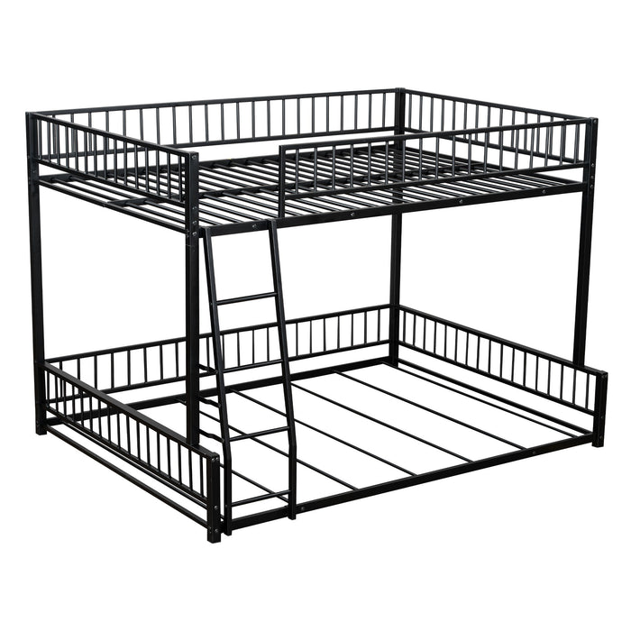 Bunk Bed Frame With Ladder And Safety Guardrails