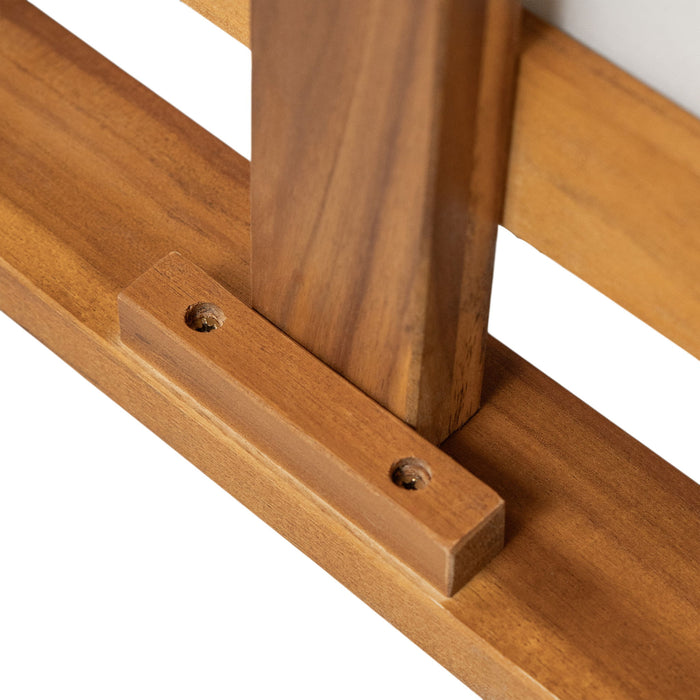 6 Piece Patio Sofa Set, Acacia Wood Outdoor Modular Sectional Garden Furniture Set L Shaped Conversation Set, Convertible Daybed With Tea Table, Ottoman, 5 Cushions And Pillows - Teak / Beige