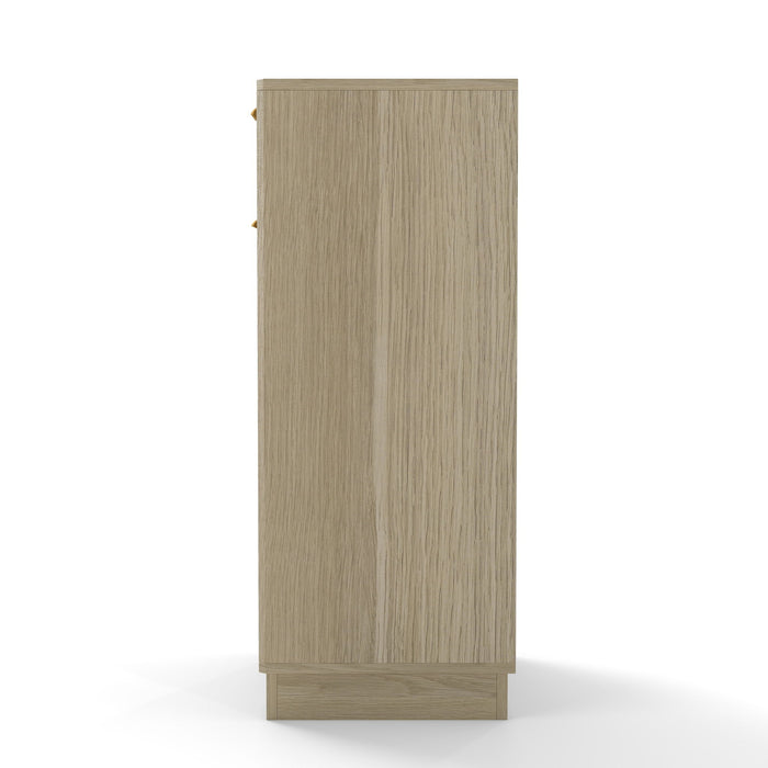 Tilt Out Trash Can Cabinet With Wave Textured Drawer & Pull Out Bin