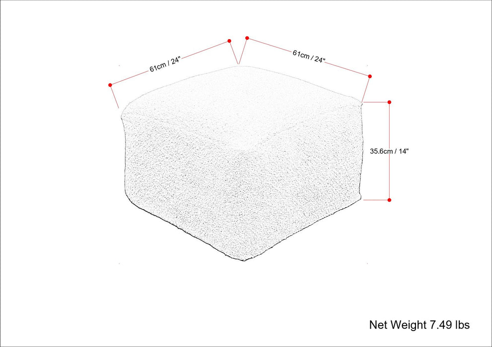 Chantal - Square Pouf - Ivory