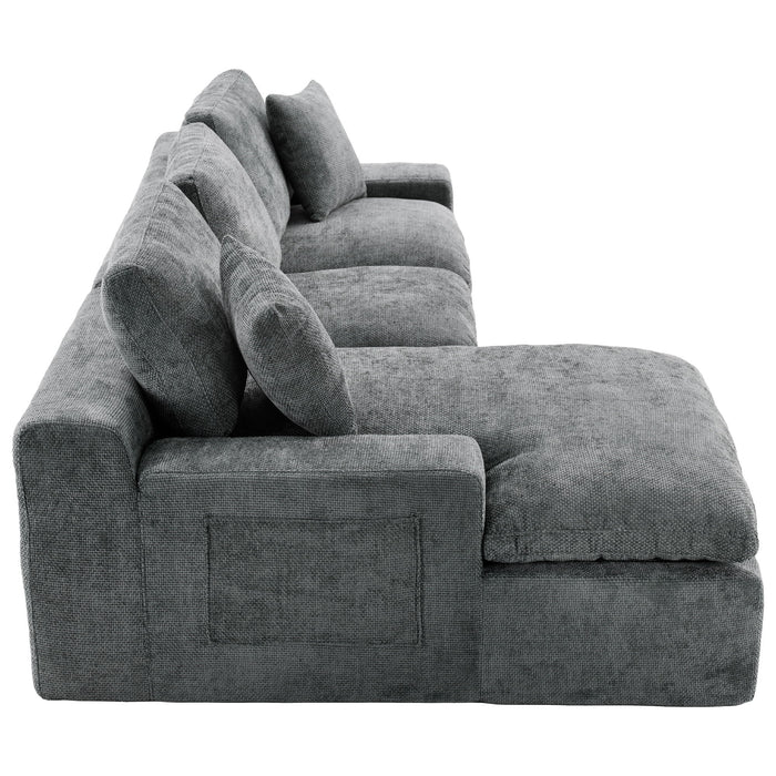 Cloud Sectional Sofa With Double Layer Cushion And Side Pockets, Free-Combined