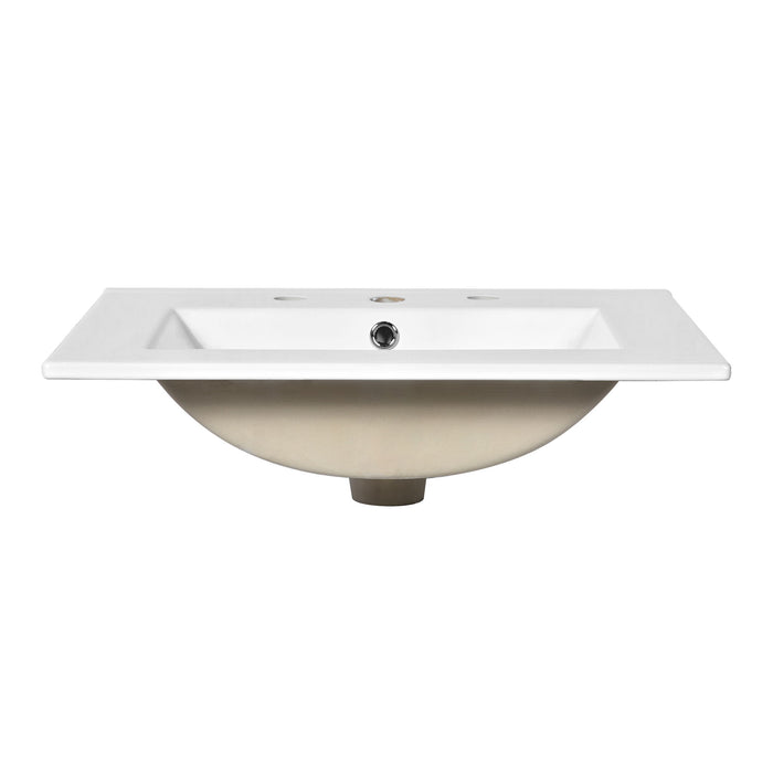 Bathroom Vanity Cabinet With Ceramic Sink Combo Set, Frame Modern Bathroom Storage Cabinet With 2 Drawers - Black