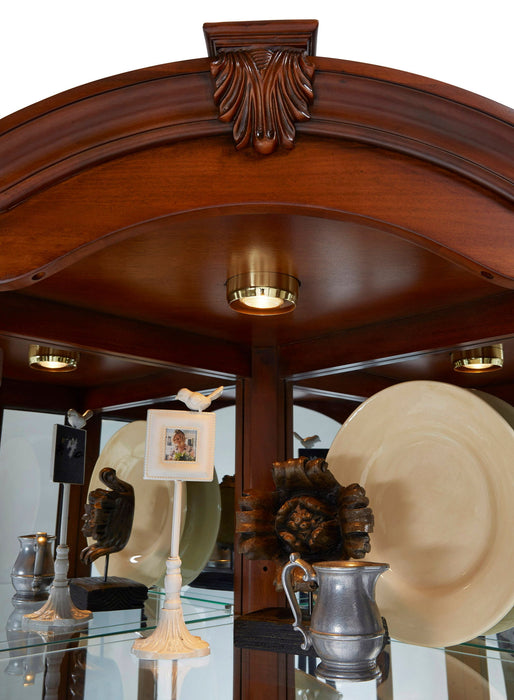 PFC Curios - Mirrored Corner Curio Cabinet - Warm Cherry Brown