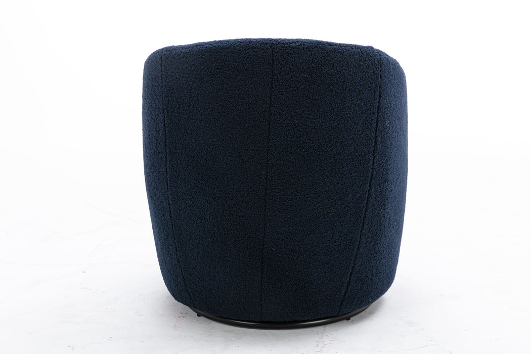 Teddy Fabric Swivel Accent Armchair Barrel Chair With Powder Coating Metal Ring