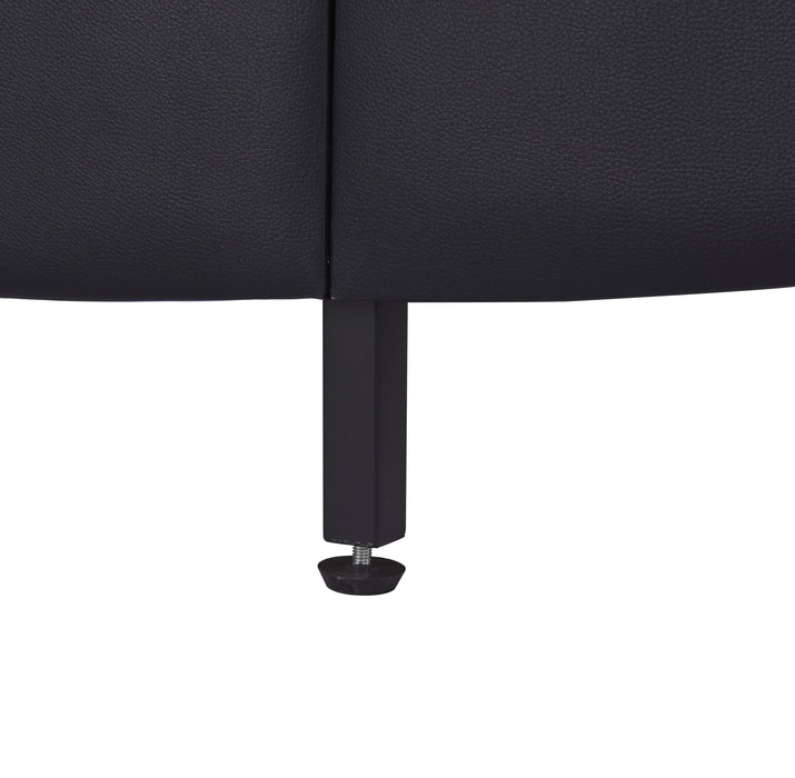 Full Size Upholstered Faux Leather Platform Bed With LED Light Bed Frame With Slatted - Black