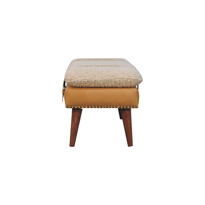 Boucle Leather Bench - Tan