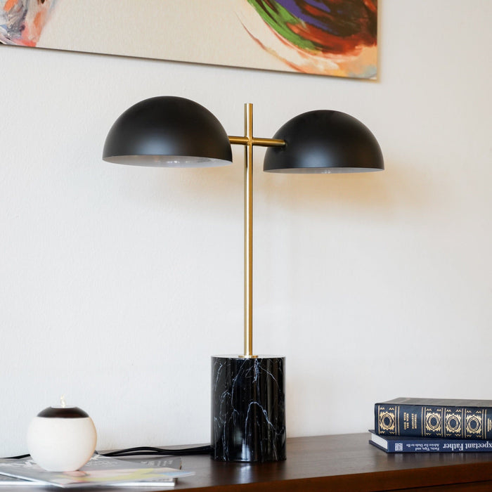 Nova - Hydro Table Lamp With On / Off Switch Double Lamp - Black / Gold / Marble