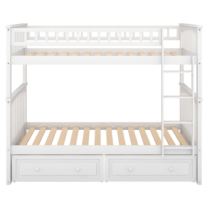 Twin Over Twin Bunk Bed With Drawers, Convertible Beds
