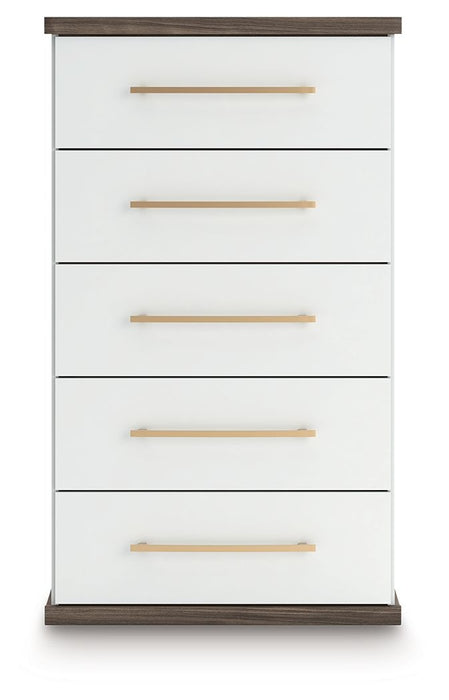 Kendanport - Five Drawer Chest - Brown / White