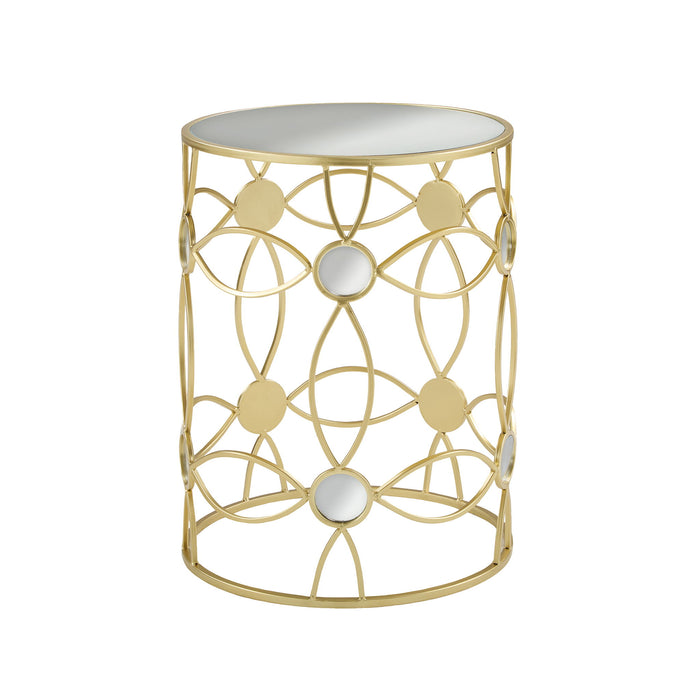 Modern Side Table With Mirror Top And Metal Frame - Gold / Clear