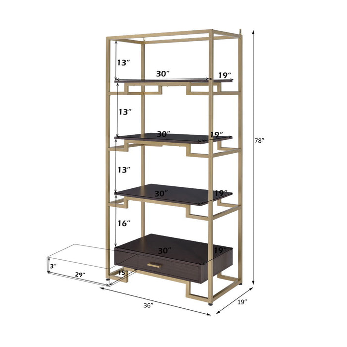 Yumia - Bookshelf - Gold & Clear Glass