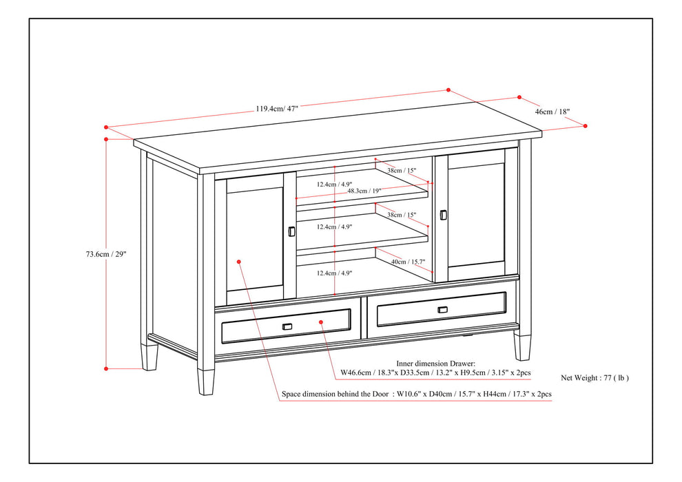 Warm Shaker - Transitional Style TV Media Stand