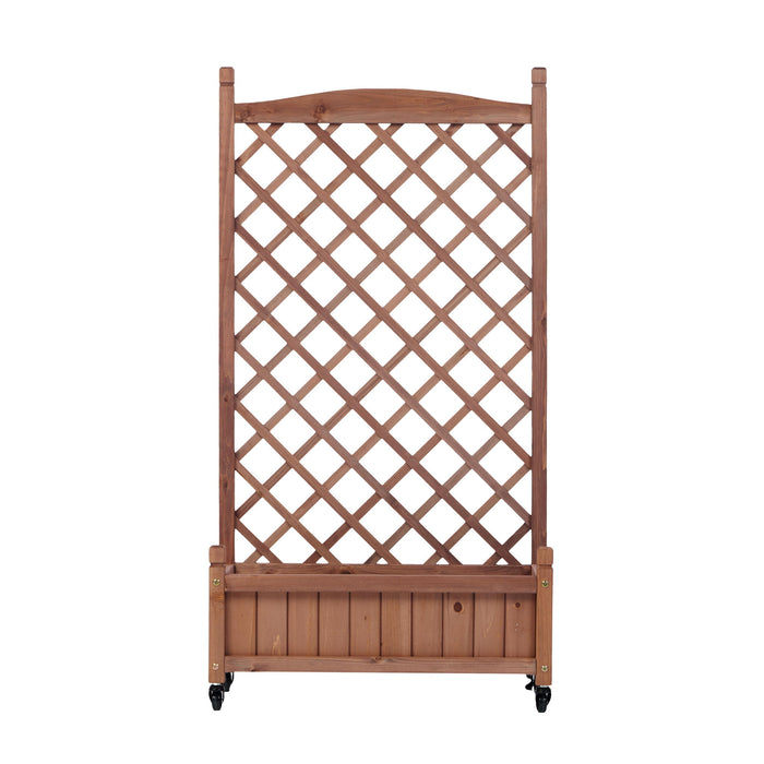 Raised Garden Bed With Trellis 2 Pack, Outdoor Planter Box & Plant Stand With Climbing Racks - Brown