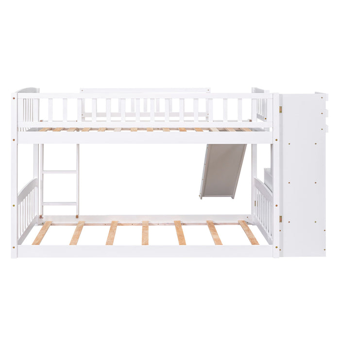 Twin Over Twin Stairway Bunk Bed With Two Drawers And Slide