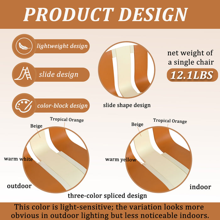 4 Piece Set Of Modern Striped Color- Blocking Single Chairs With Long Table