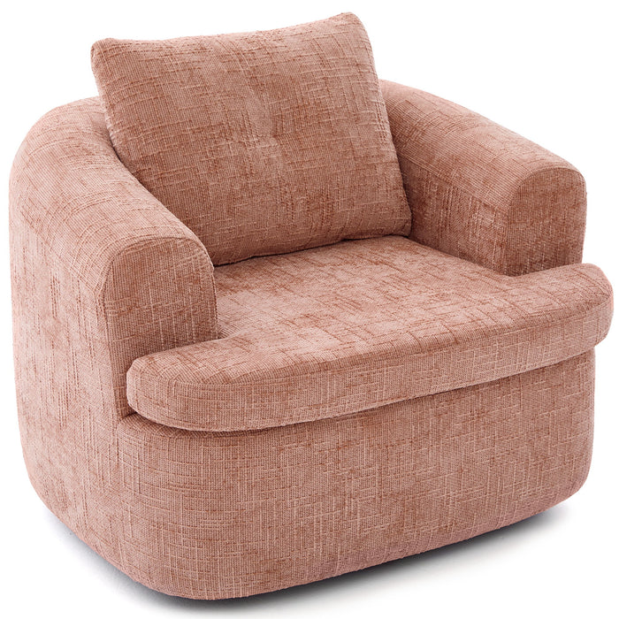 Modern Swivel Barrel Chair With Dual-Layer Cushion