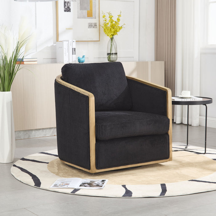 Corduroy Barrel Chair, 360 Degree Swivel