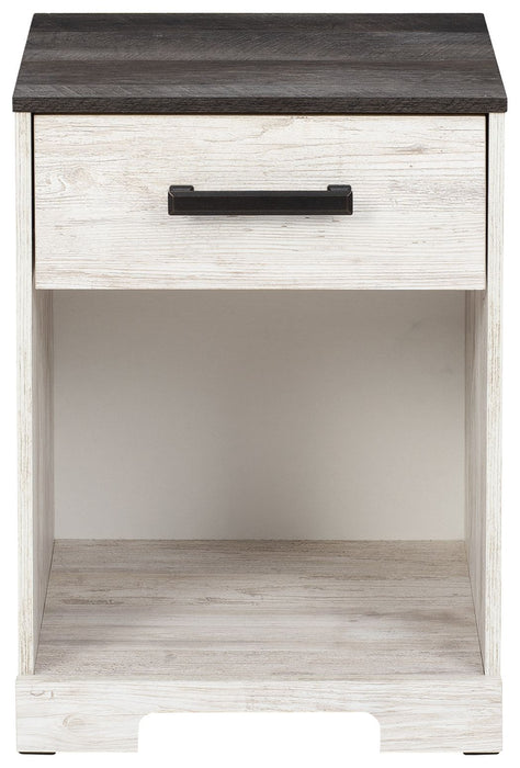 Shawburn - One Drawer Night Stand - Open Cubby - White / Black / Gray
