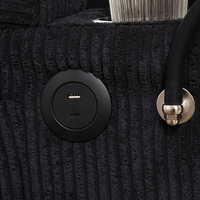 Convertible Chaise Lounge Sofa Chair With USB Ports, Cup Holders, Phone Holder And Storage