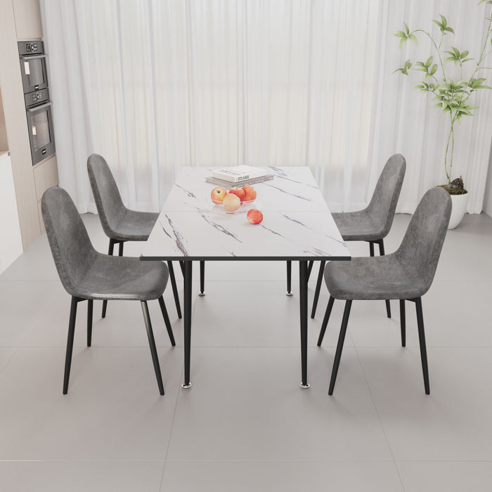 Modern Extendable Dining Table And Chair Set For 2 - 6 People