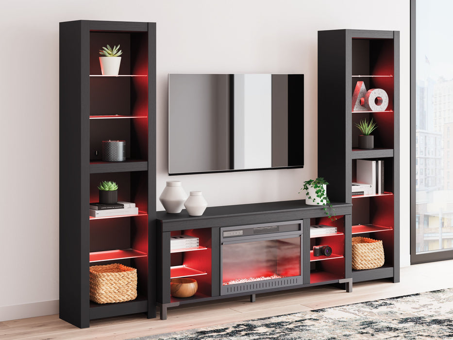 Cayberry - 3-Piece Entertainment Center With Electric Fireplace - Black