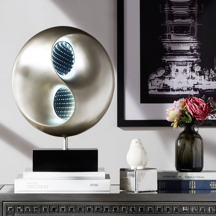 Ultra - Modern Design Table Lamp LED Lights Infinity Mirror Black And Silver Finish Antique Night Lamp Bedroom Lamp