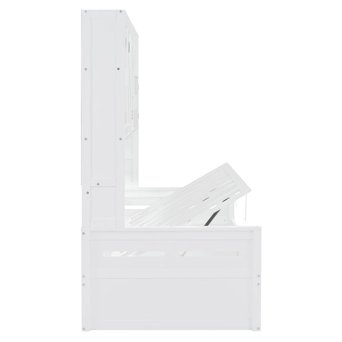 Daybed With All-In-One Cabinet And Shelf