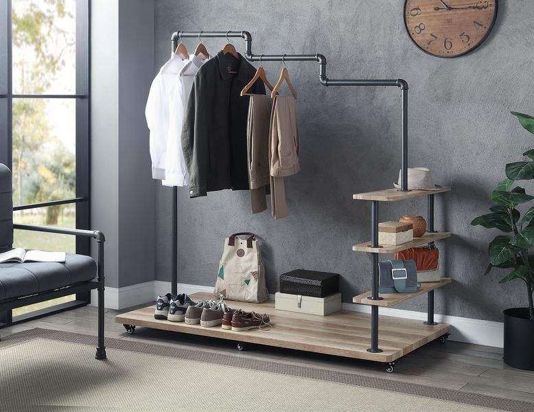 Brantley - 63" Hanger Rack - Oak & Sandy Gray