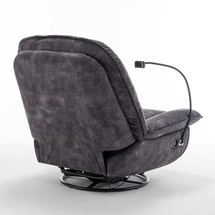 Modern Swivel Gliding Recliner Chair With Rocking Function And Phone Holder, Large Comfortable