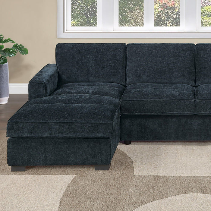 U - Sectional Sofa Upholstered LAF / RAF Chaise With Armless Loveseat And Chairs - Black
