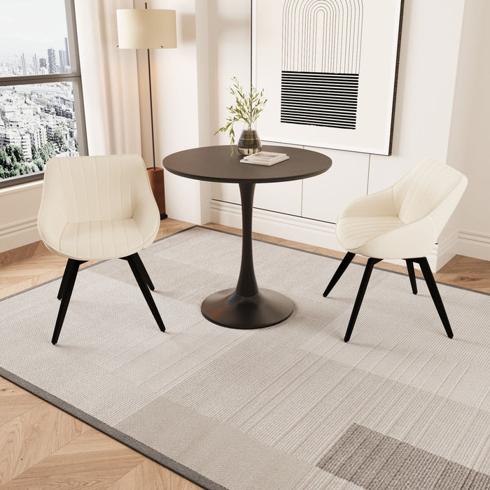 Round Dining Table Set With Tulip Design And 2 Chairs