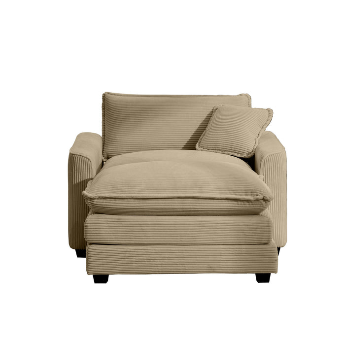 Classic Modern Comfortable Single Chair Deep Seat Sofa With Footstool