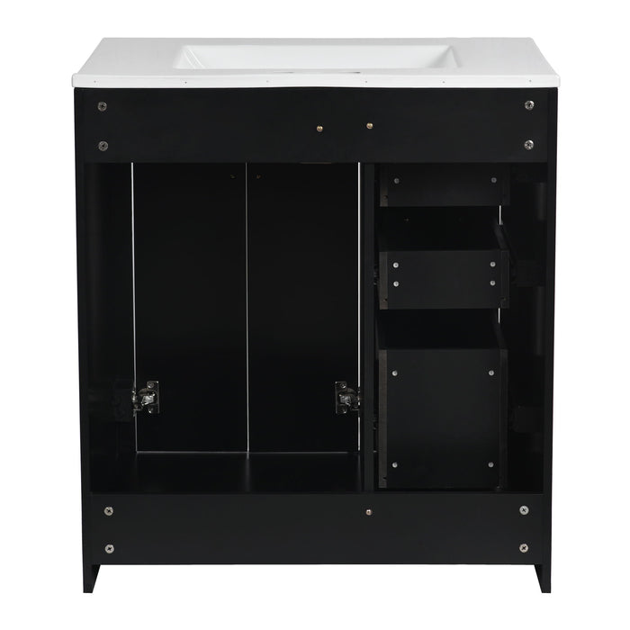 Ceramic Sink Combo, Freestanding Vanity Set With 3 Drawers & Soft Closing Doors