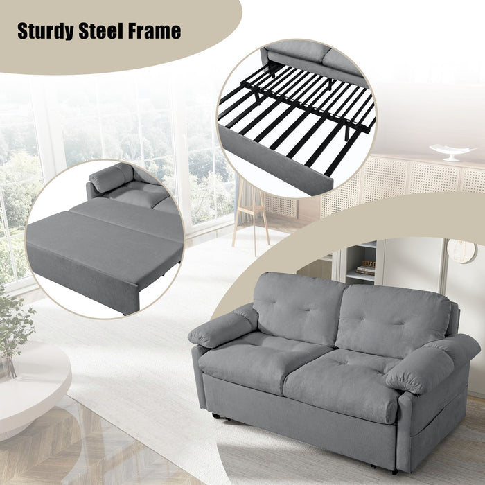 Modern Convertible Sleeper Sofa Bed With Pull-Out Queen Design, Side Storage & Thick Cushions
