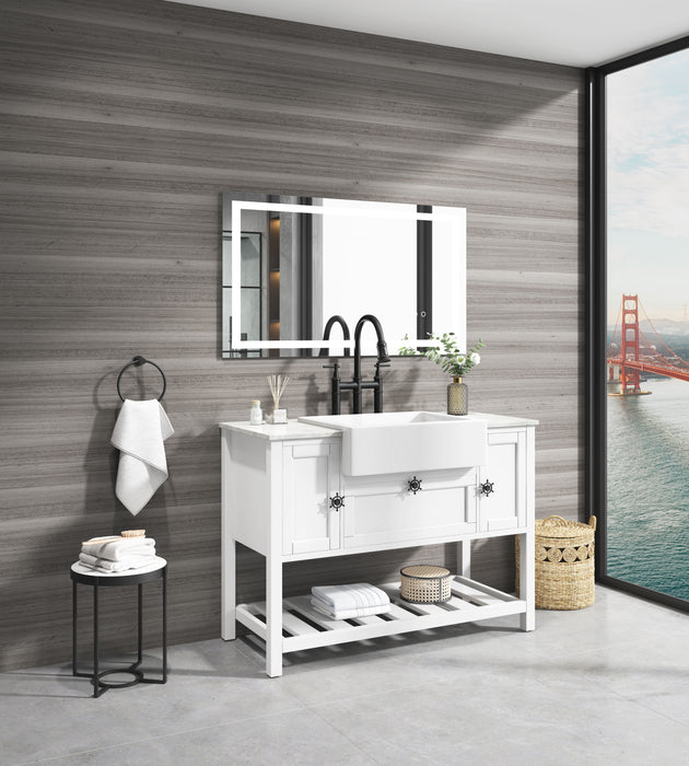 Solid Wood Bathroom Vanities Without Tops 48 In. X 20 In. D X 33. 60 In. H Bath Vanity In White With