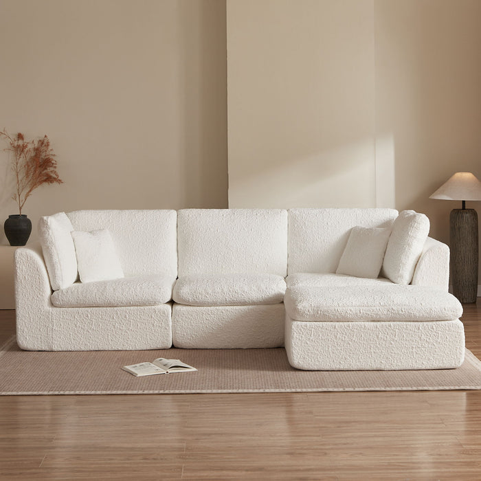 Cloud Sectional Couch, Convertible With Ottoman, 3 Seater Modular Design