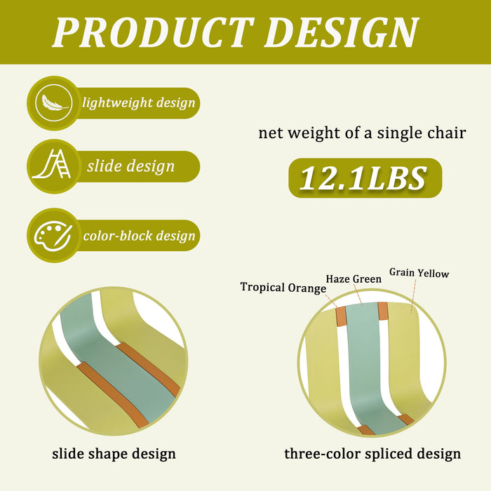 Modern Striped Blocking Single Chairs, Waterproof And Fade Resistant (Set of 4)