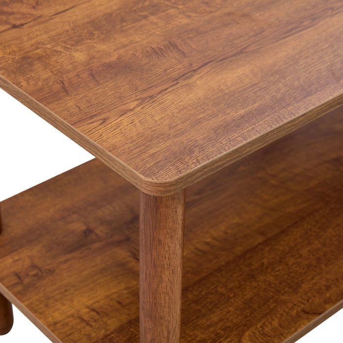 Modern 2 Tier Coffee Table With Open Storage Shelf For Living Room