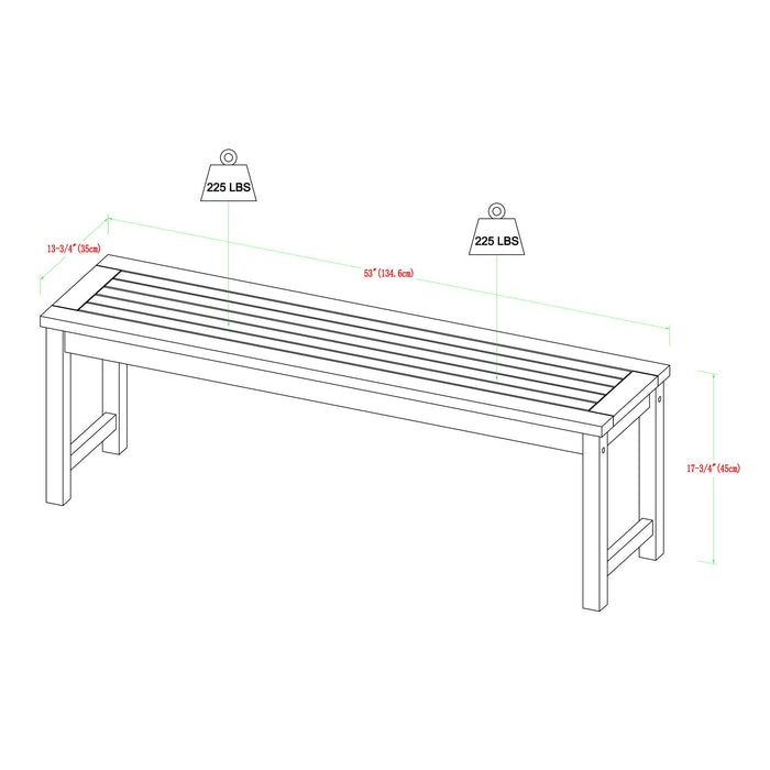 Modern Slat Top Solid Wood Patio Bench