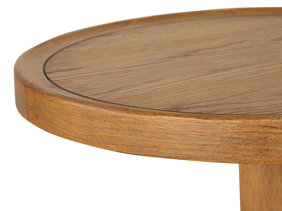 Lindon - Round Pedestal Accent End Table - Belgian Wheat