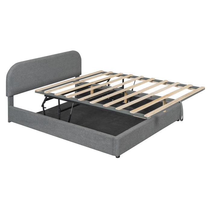 Upholstered Platform Bed With Hydraulic Storage System