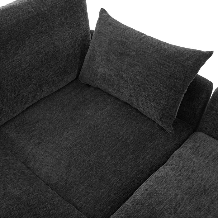 Modern Modular U-Shaped Sofa Bed With Movable Ottoman, USB Ports, Phone Holder